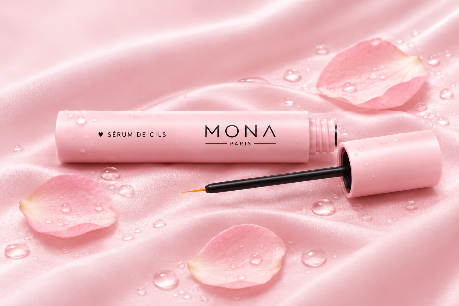 Sérum de cils Mona Paris sur soie rose